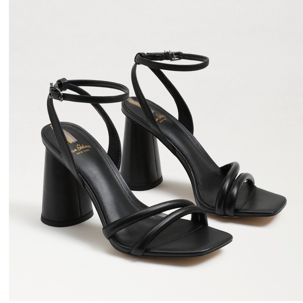 Sam Edelman Kia Block Sandal Heels in Matte Black